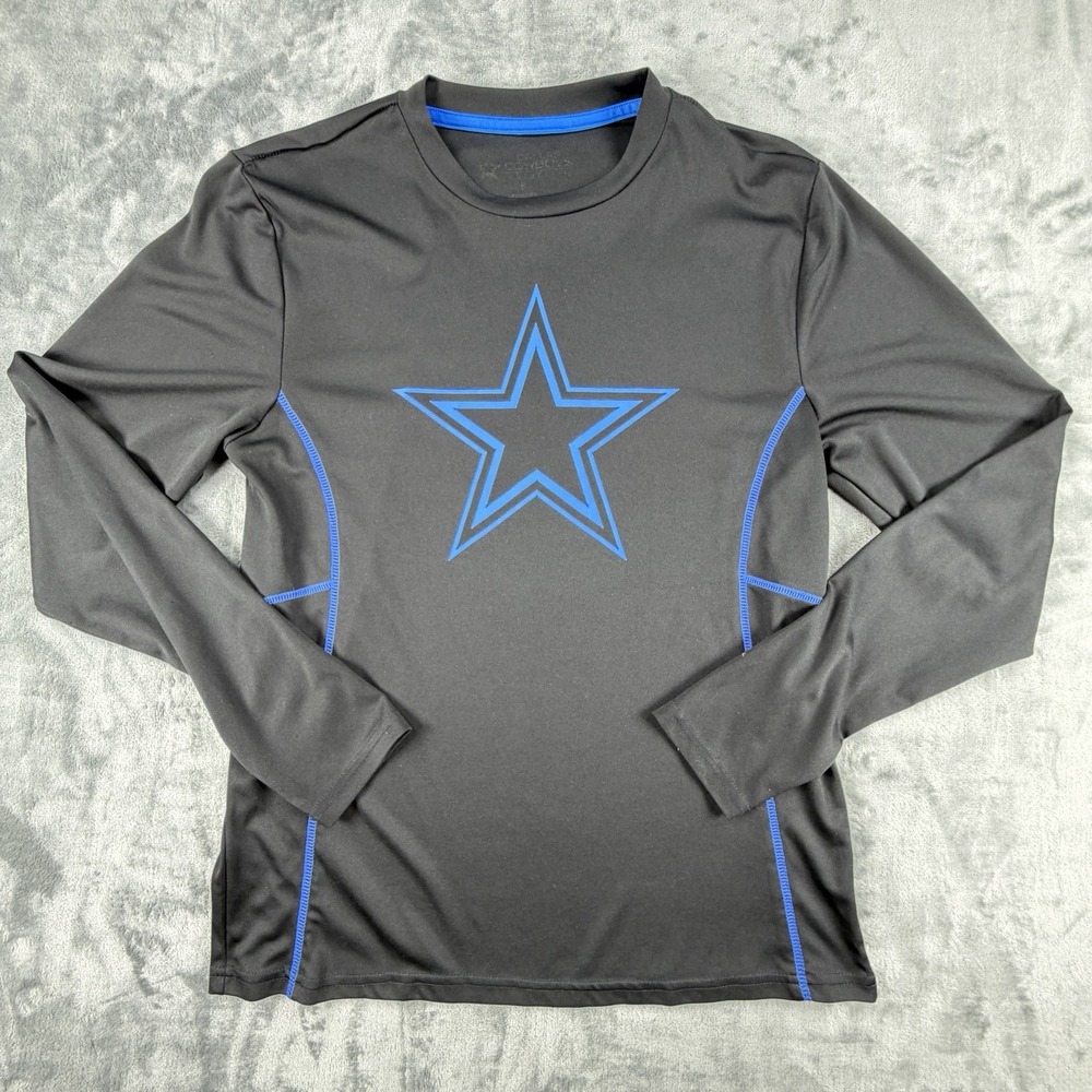 Dallas Cowboys Men's Small Black Blue Star Long Sleeve Performance Shirt NFL